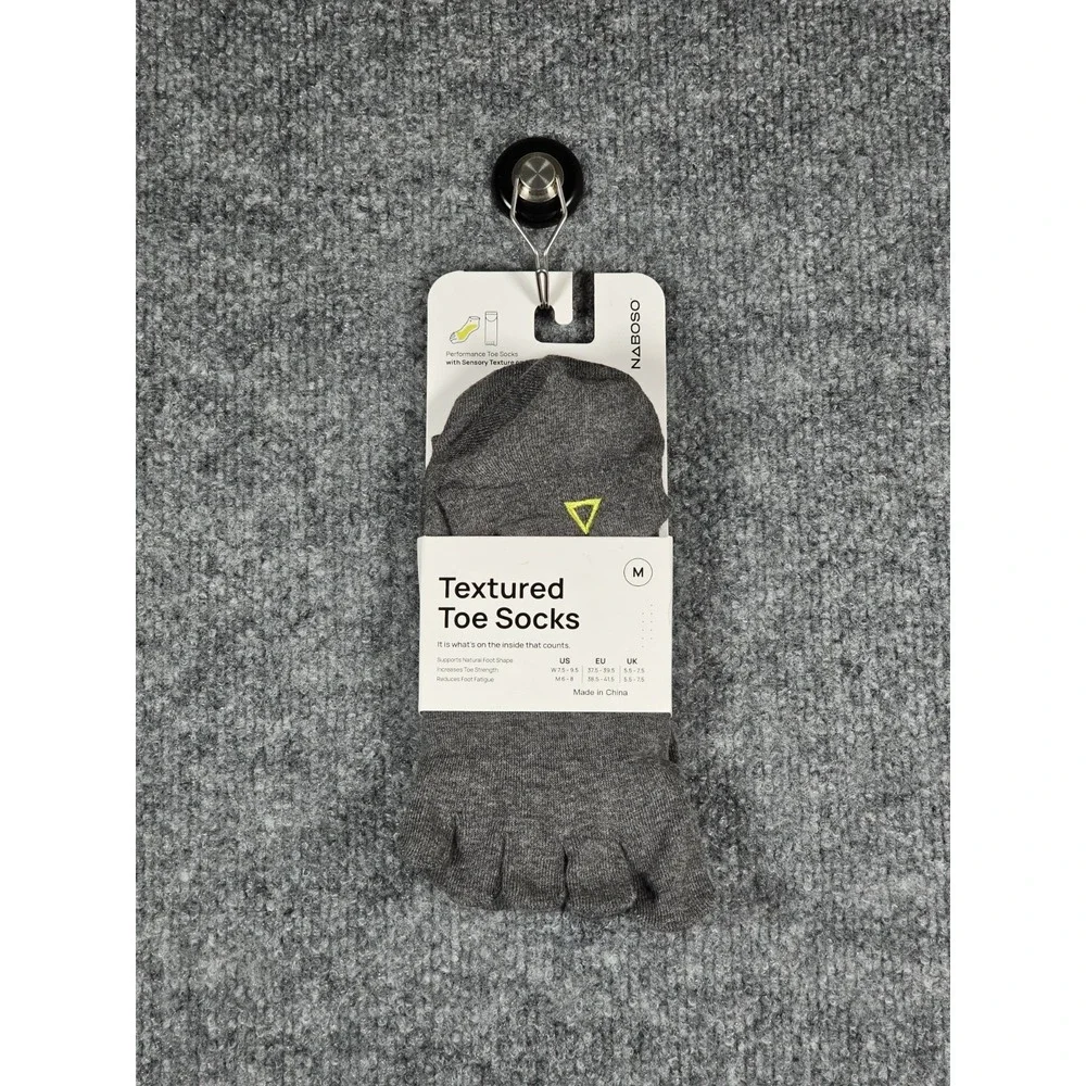 Naboso Textured‎ Toe Sock With Sensory Texture Size Medium W 7.5-9.5 M 6-8 Gray